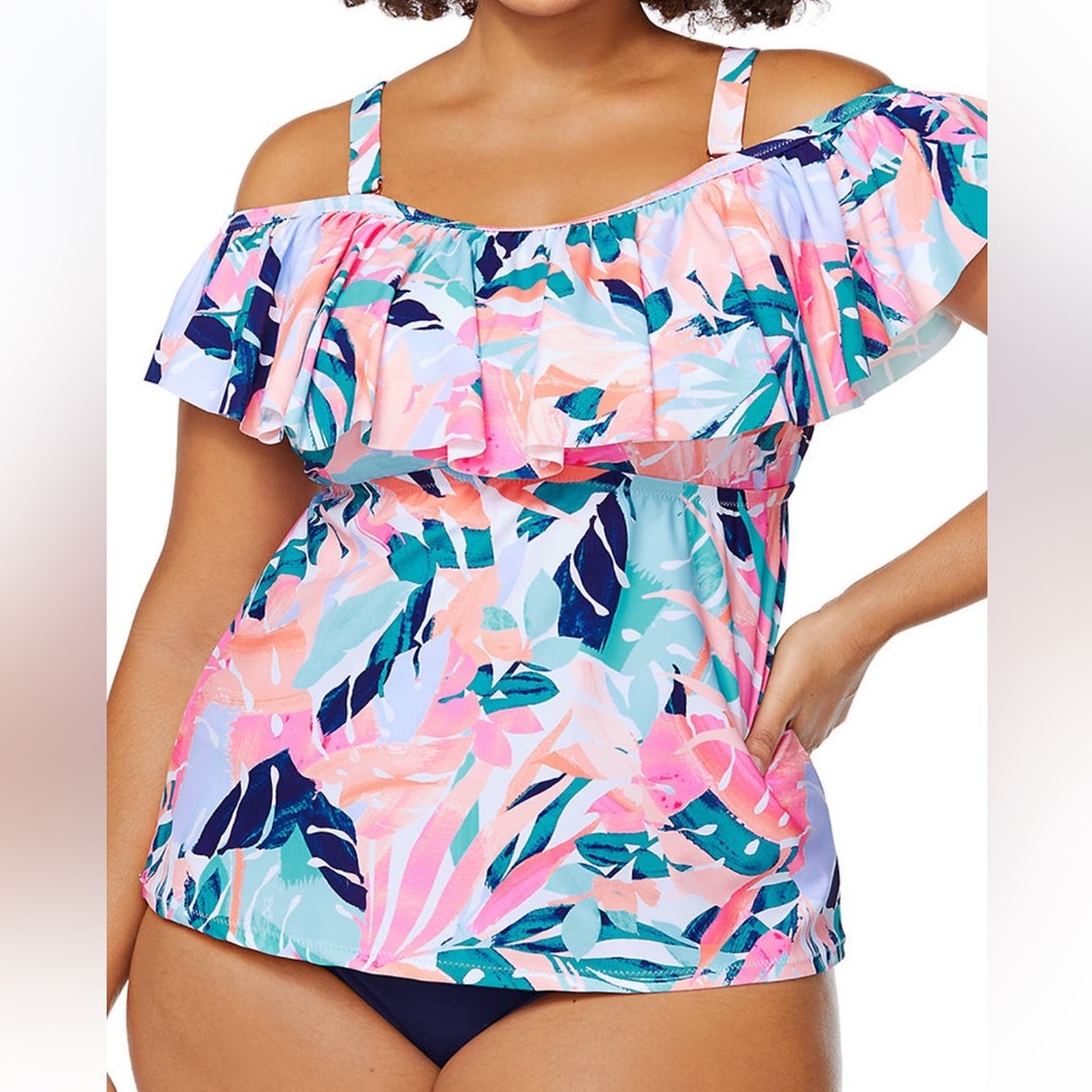NWT Raisins Plus Size Miami Nights Tortuga Tankini Swim Top